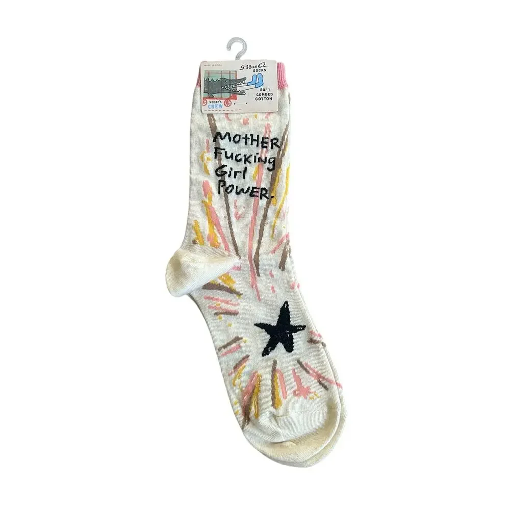 BLUE Q Women's Mother F***ing Girl Power Crew Socks NEW